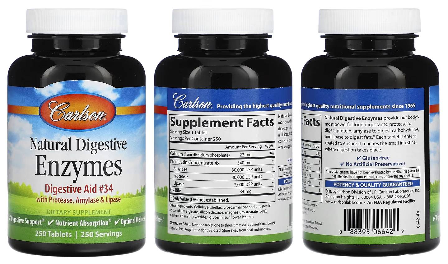 Carlson, Natural Digestive Enzymes packaging