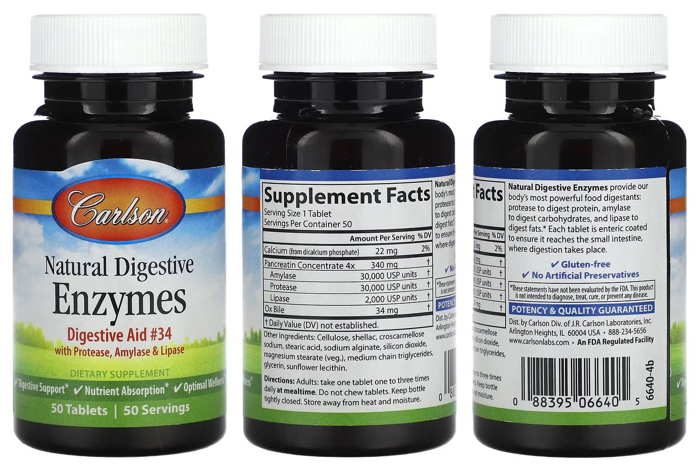 Carlson, Natural Digestive Enzymes packaging