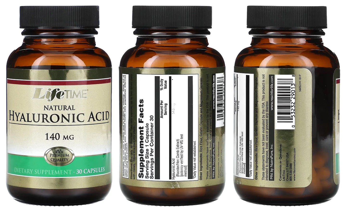 LifeTime Vitamins, Natural Hyaluronic Acid packaging