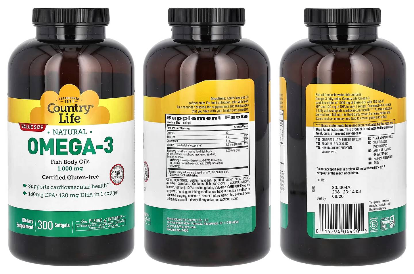 Country Life, Natural Omega-3 packaging