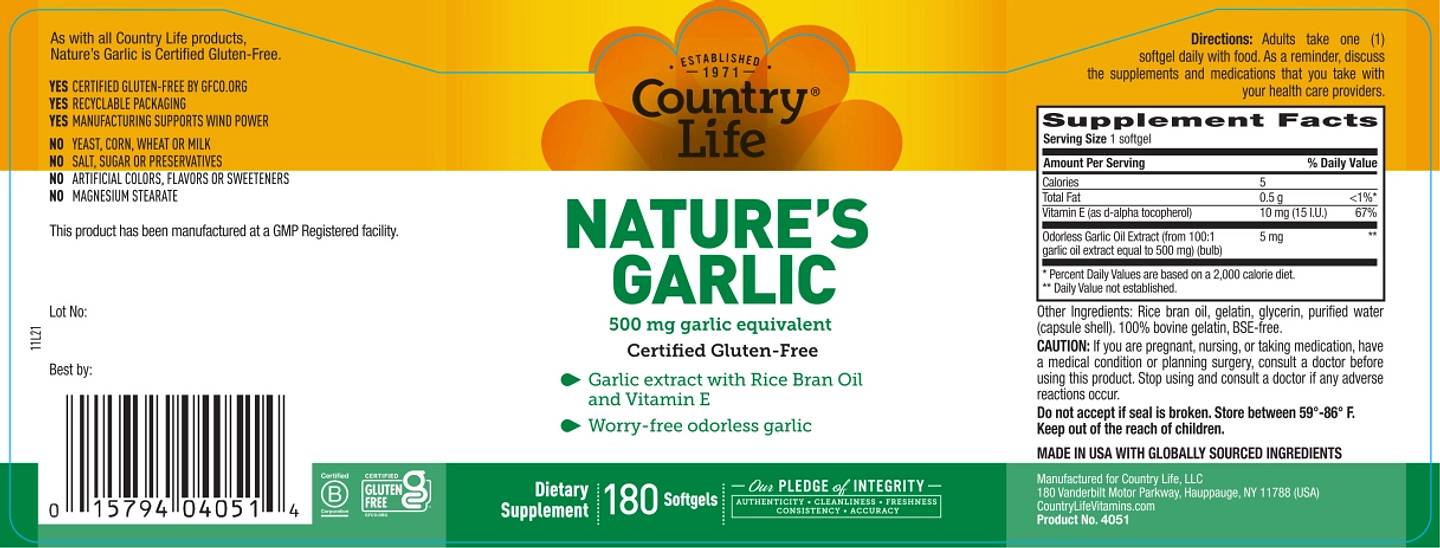 Country Life, Nature's Garlic label