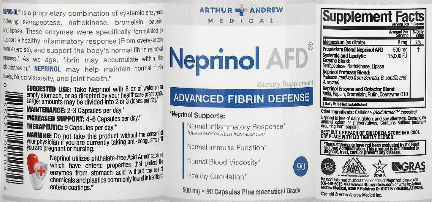 Arthur Andrew Medical, Neprinol AFD label