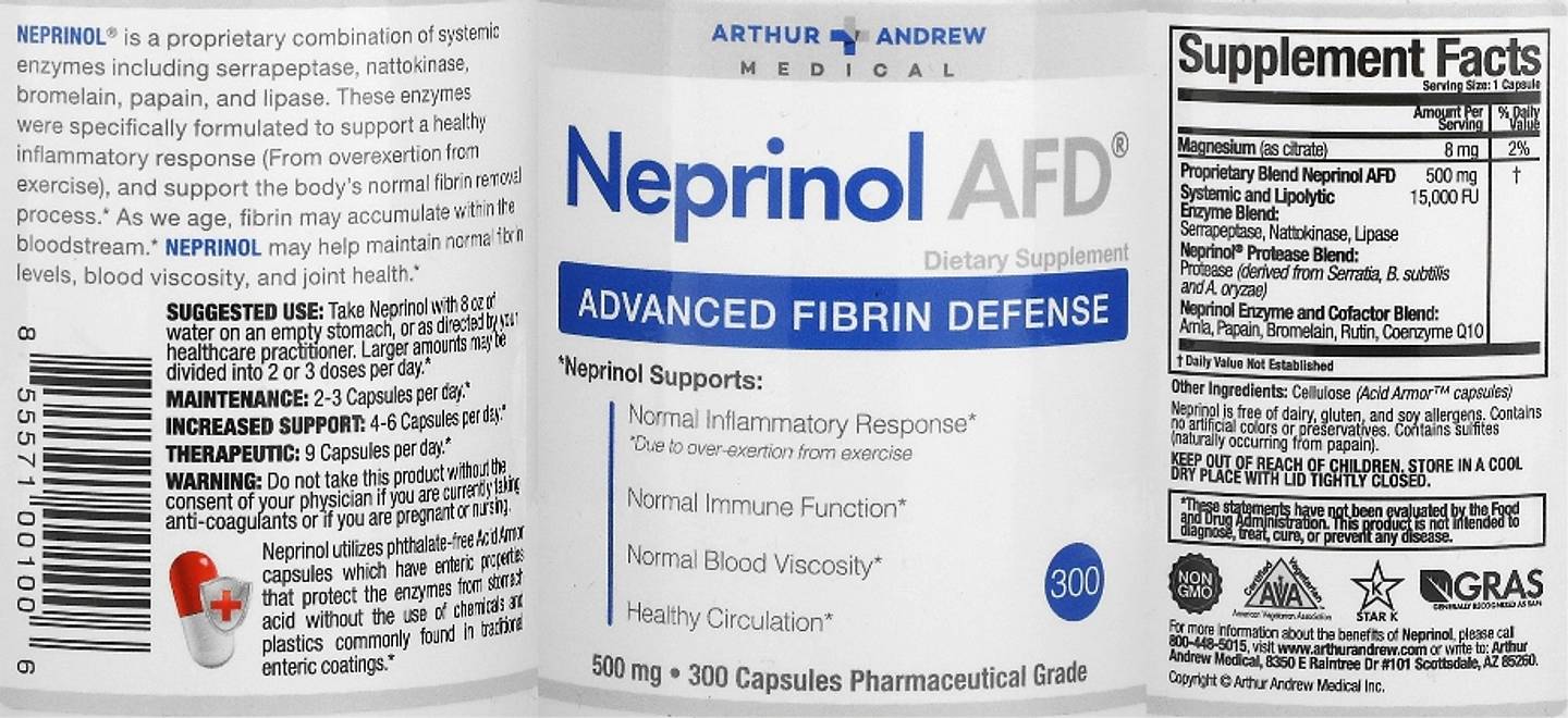 Arthur Andrew Medical, Neprinol AFD label