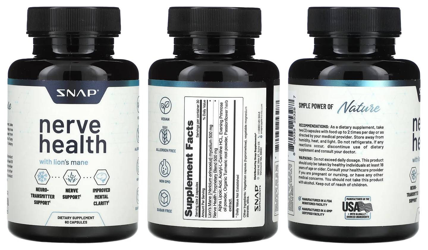 Snap Supplements, Nerve Health packaging