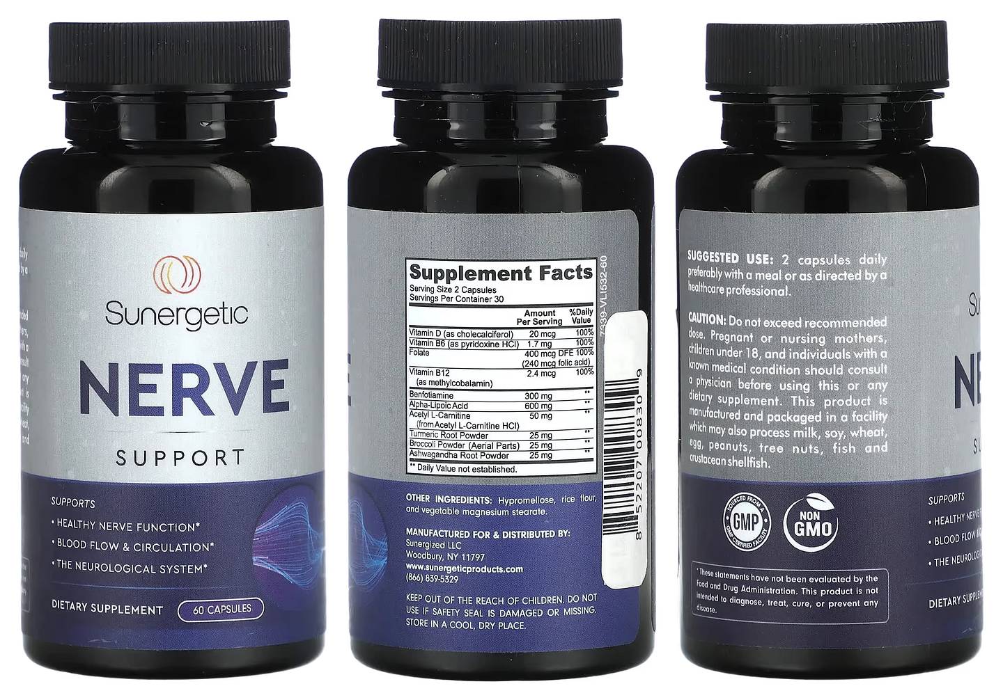 Sunergetic, Nerve Support packaging