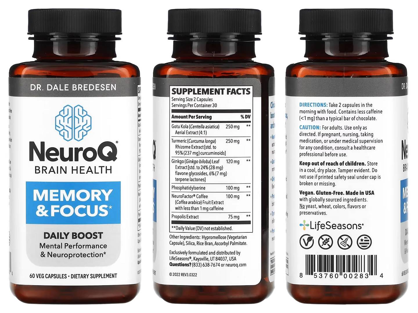 LifeSeasons, NeuroQ Brain Health packaging