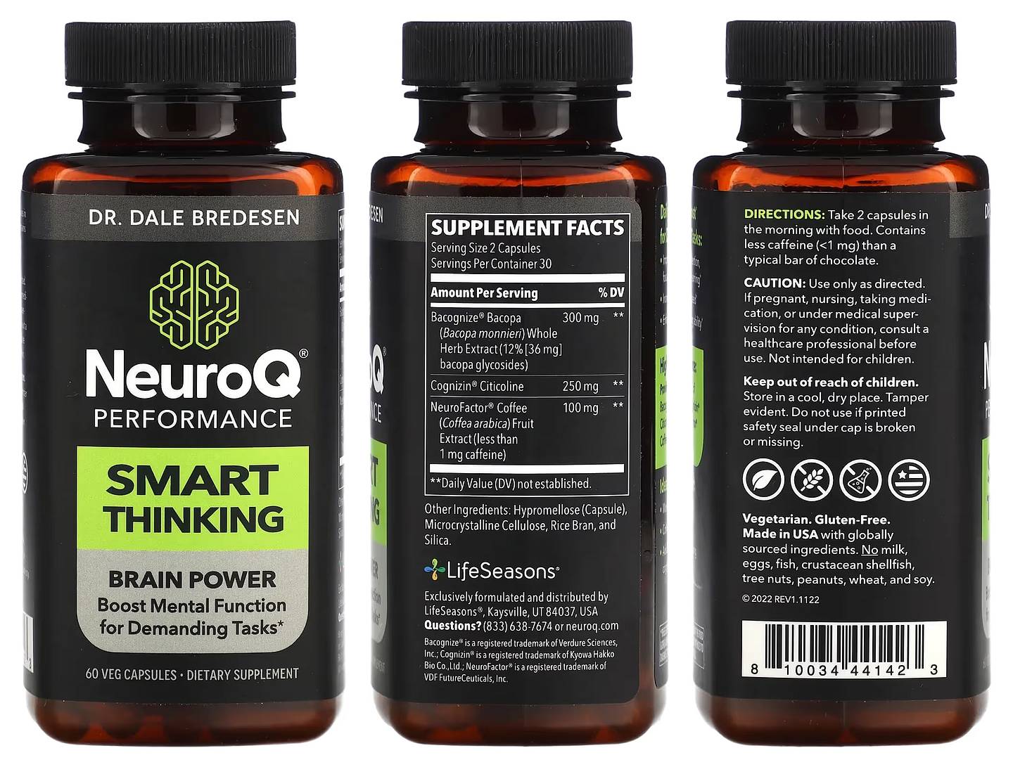 LifeSeasons, NeuroQ Performance, Smart Thinking packaging