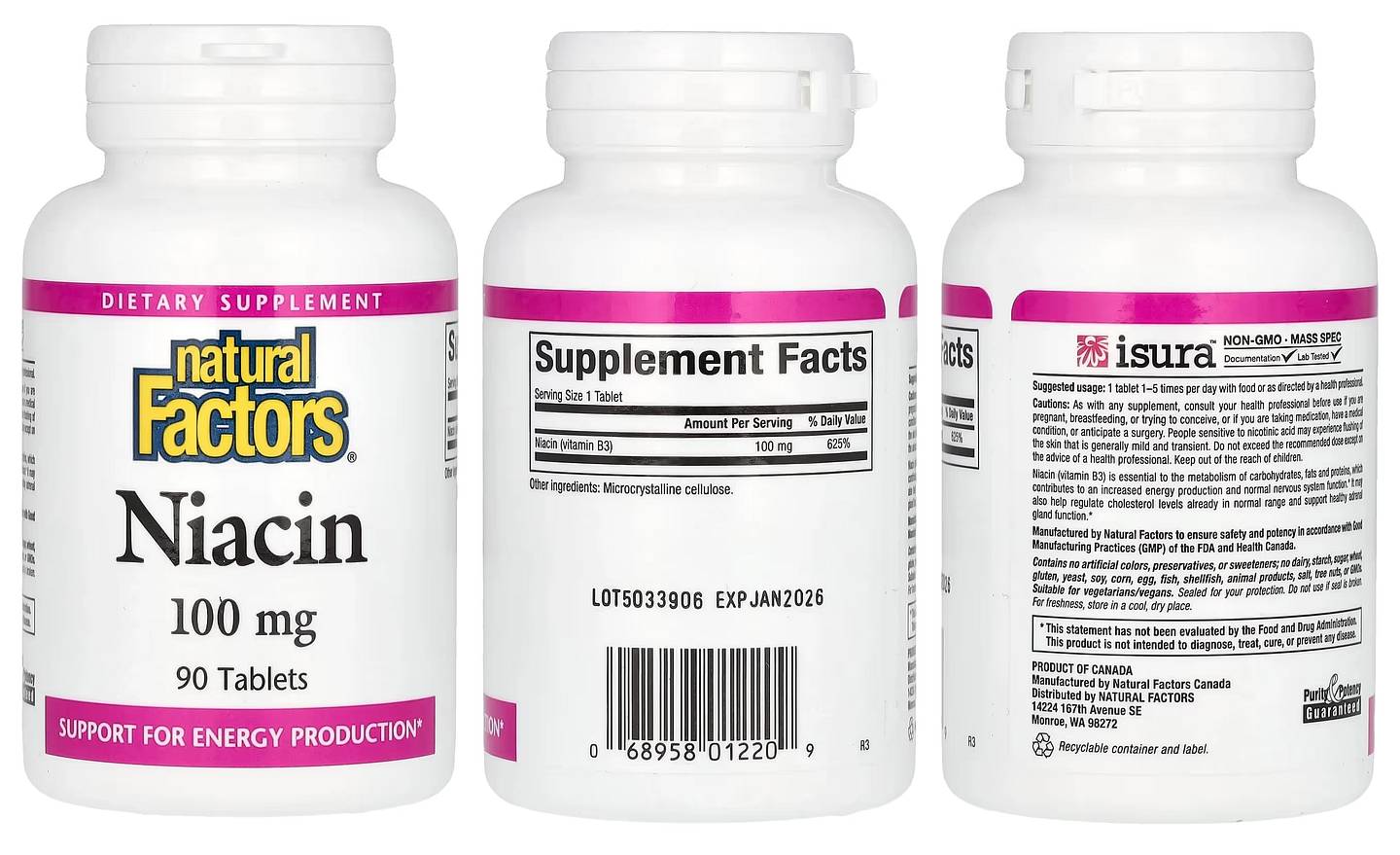 Natural Factors, Niacin packaging