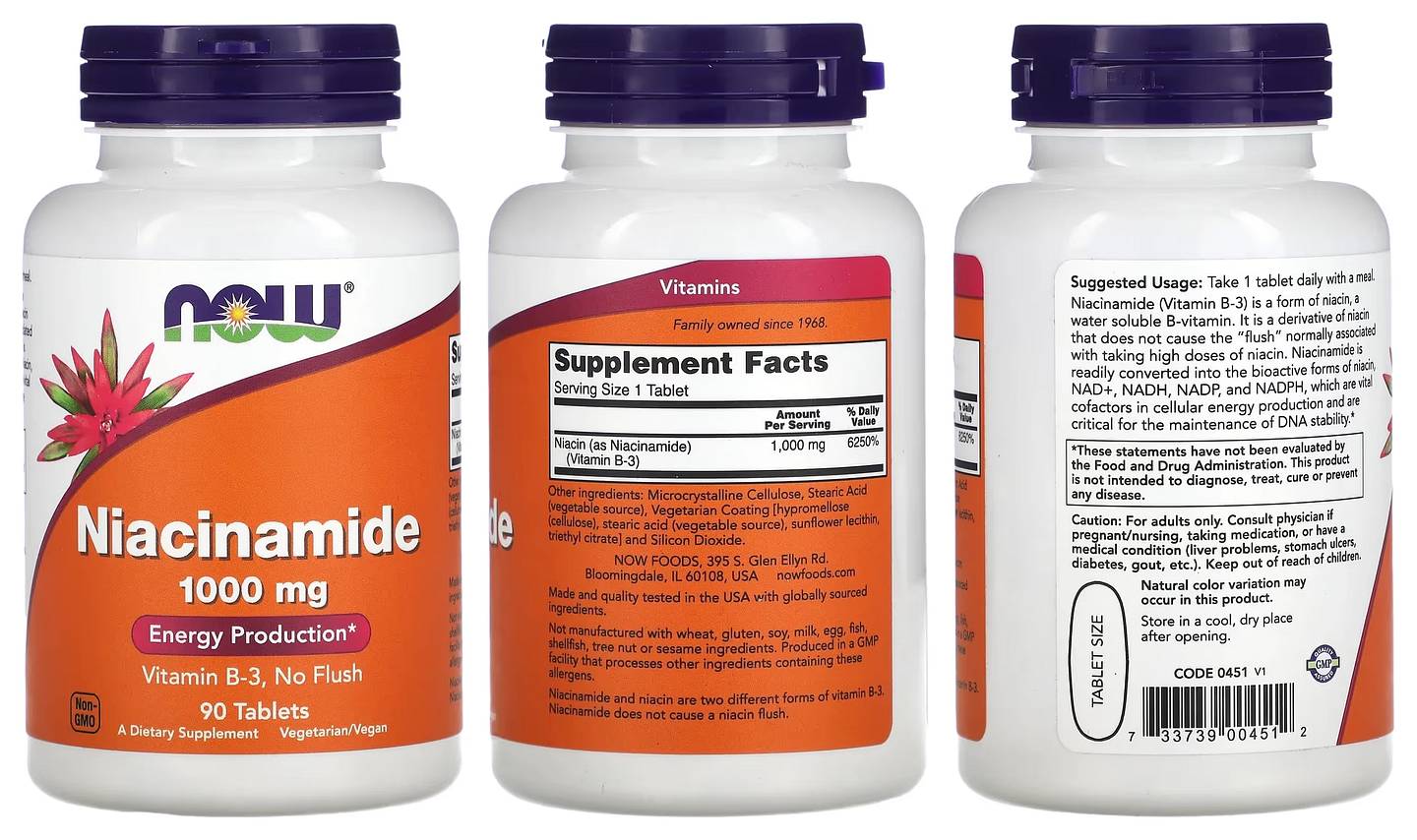 NOW Foods, Niacinamide packaging