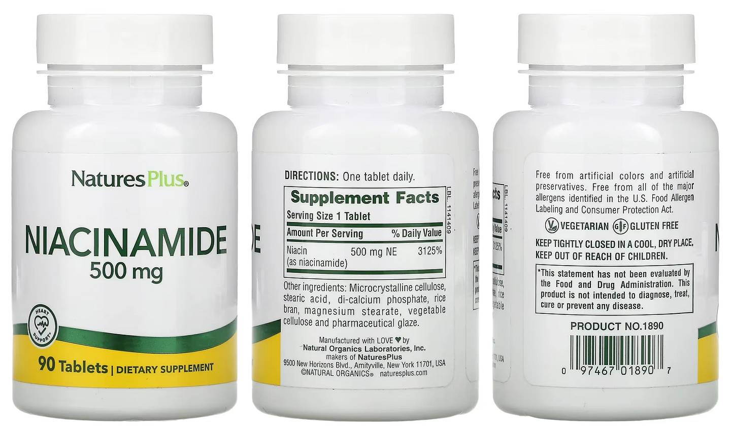 NaturesPlus, Niacinamide packaging