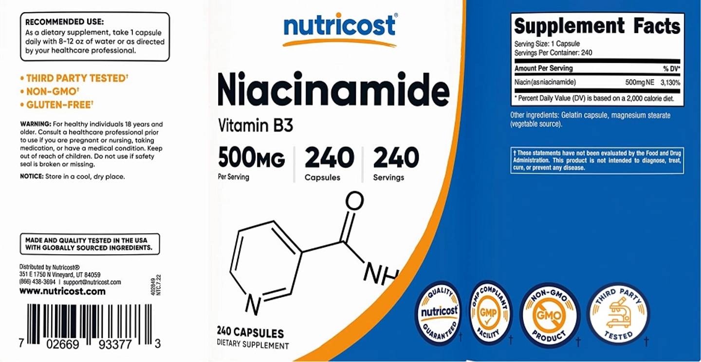 Nutricost, Niacinamide label