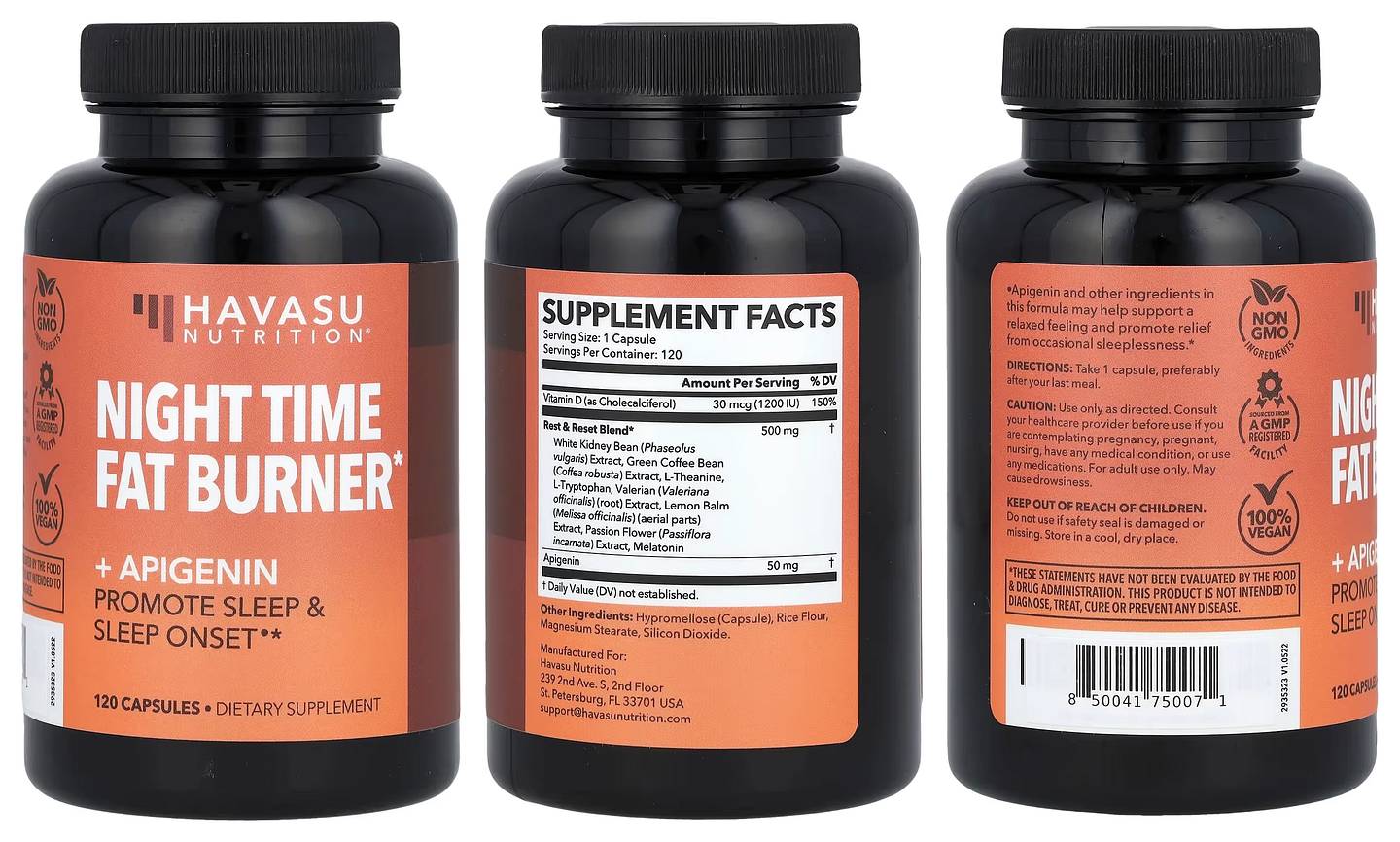 Havasu Nutrition, Night Time Fat Burner packaging