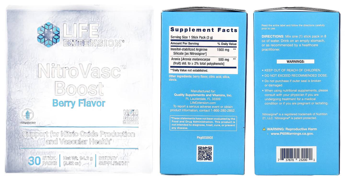 Life Extension, NitroVasc Boost packaging