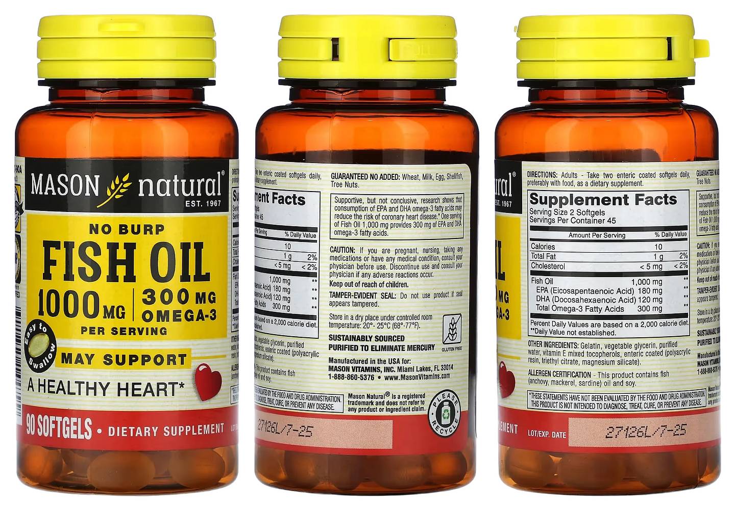 Mason Natural, No Burp Fish Oil packaging