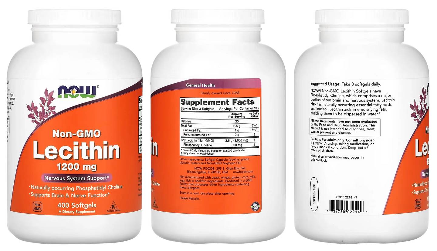 NOW Foods, Non-GMO Lecithin packaging