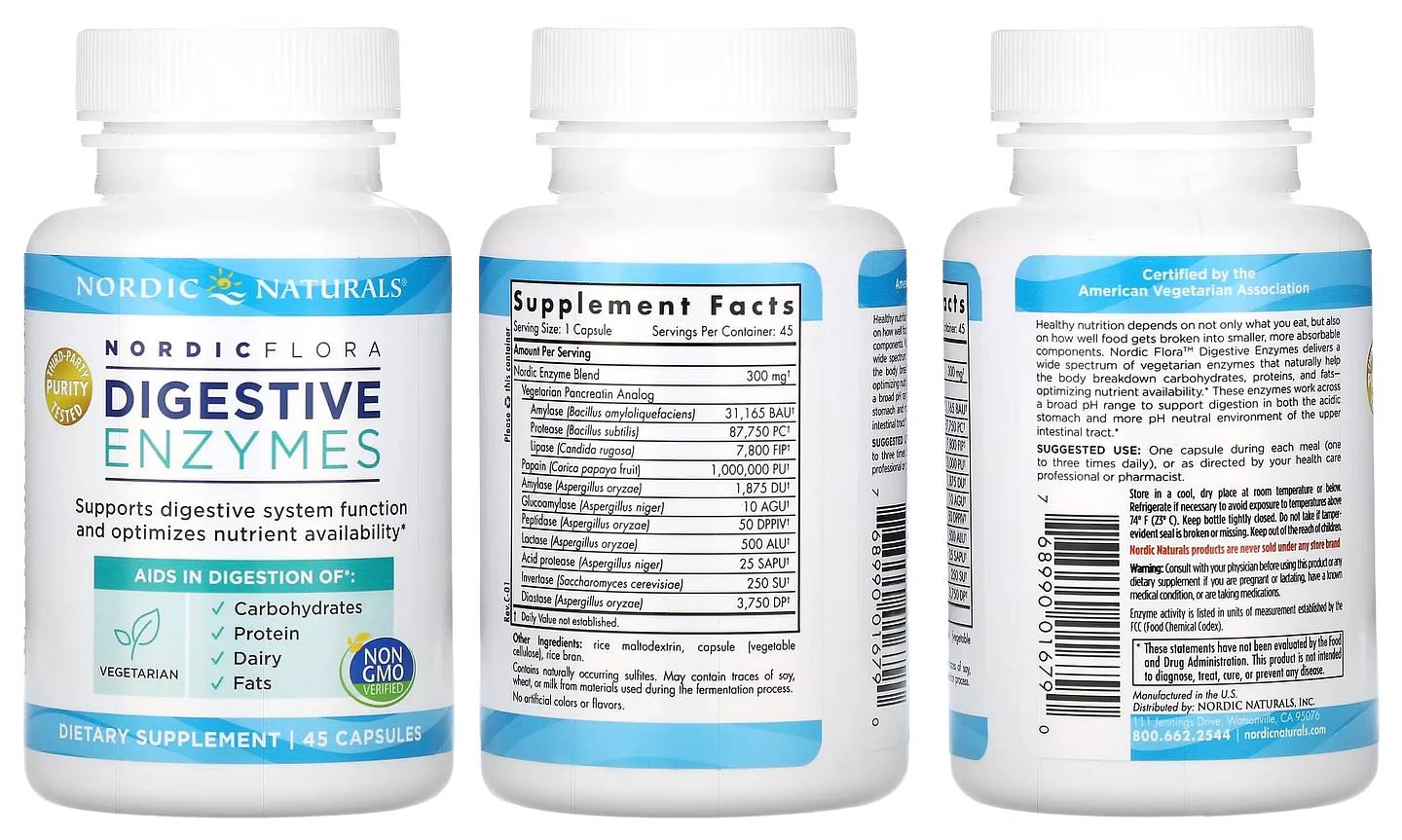 Nordic Naturals, Nordic Flora Digestive Enzymes packaging