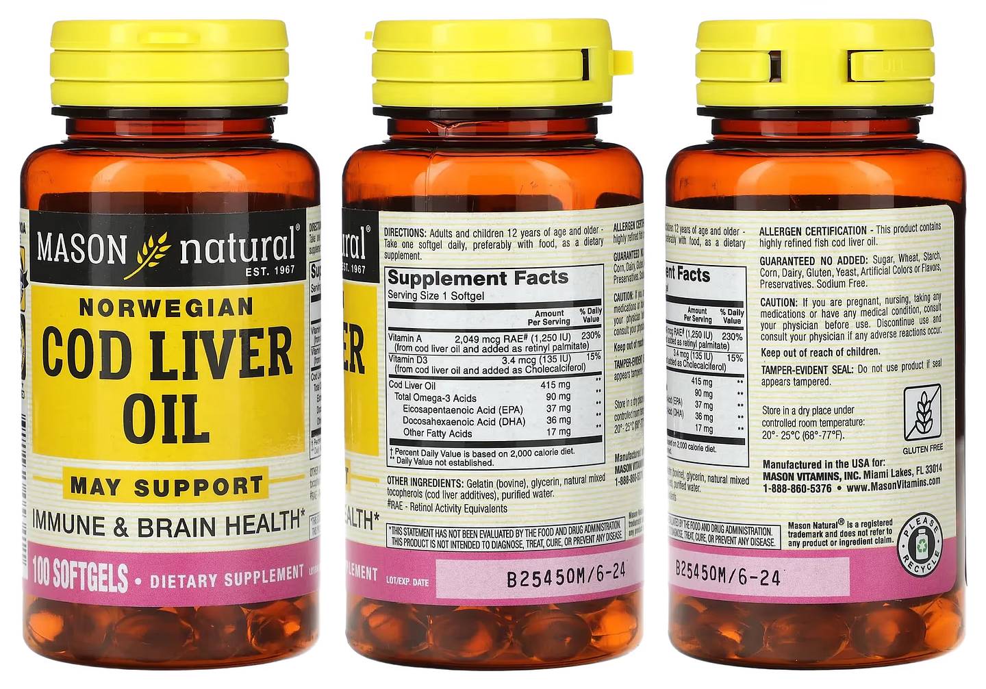 Mason Natural, Norwegian Cod Liver Oil packaging