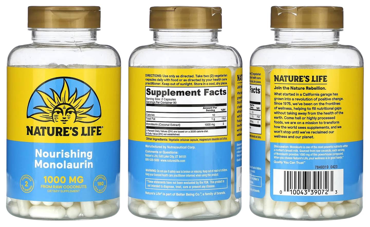 Nature's Life, Nourishing Monolaurin packaging