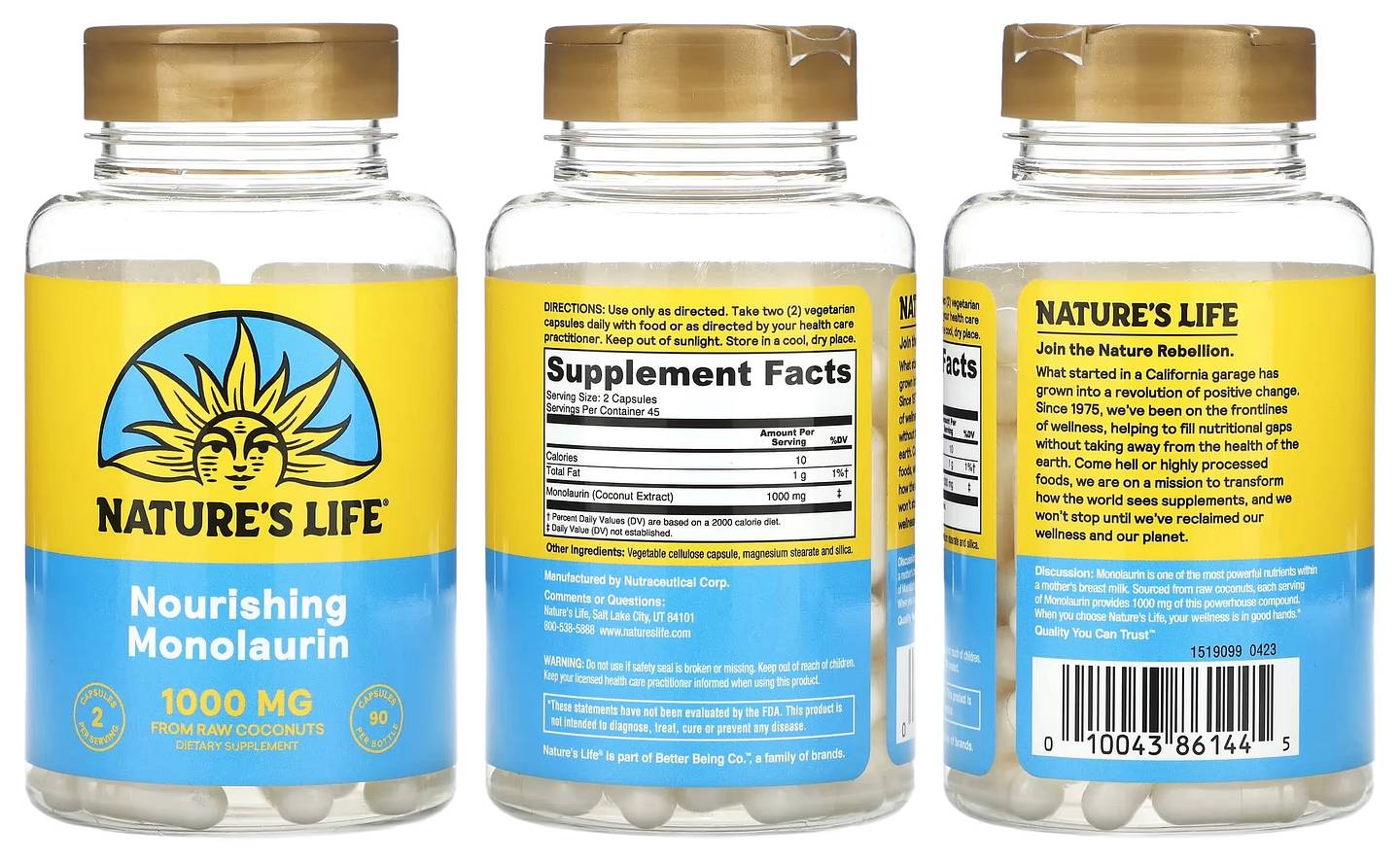 Nature's Life, Nourishing Monolaurin packaging