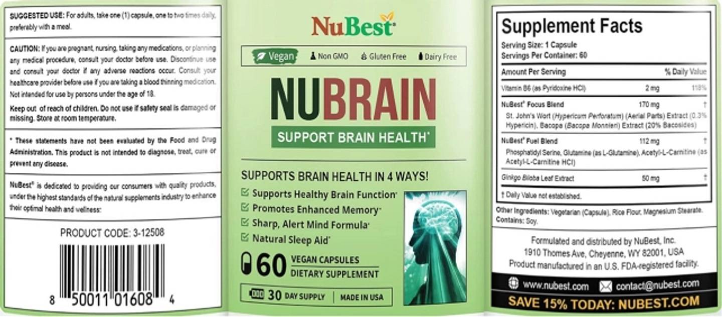 NuBest, Nubrain Brain Booster label