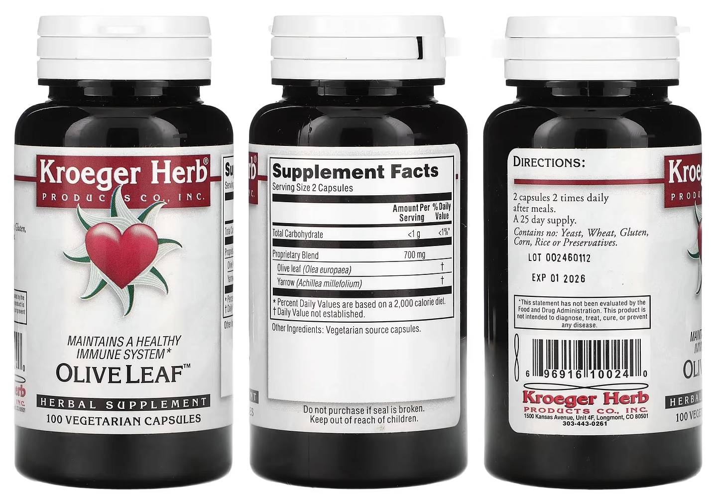 Kroeger Herb Products, Olive Leaf packaging