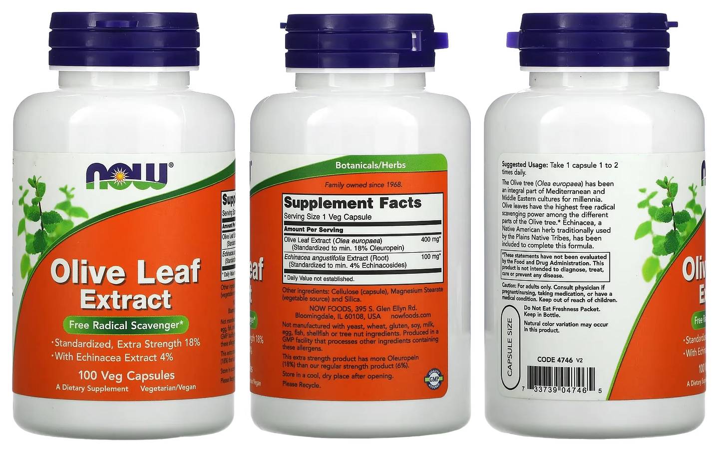 NOW Foods, Olive Leaf Extract packaging