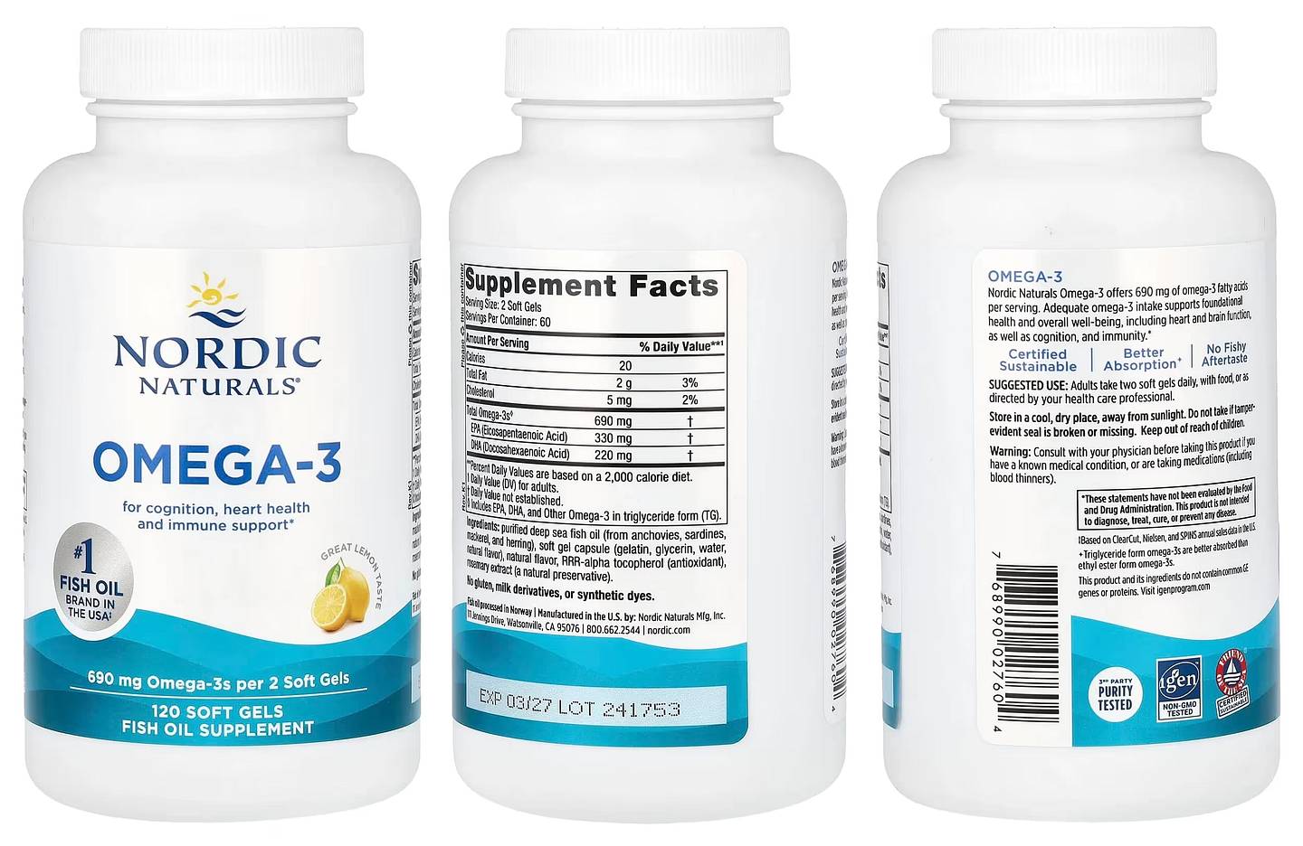 Nordic Naturals, Omega-3 packaging