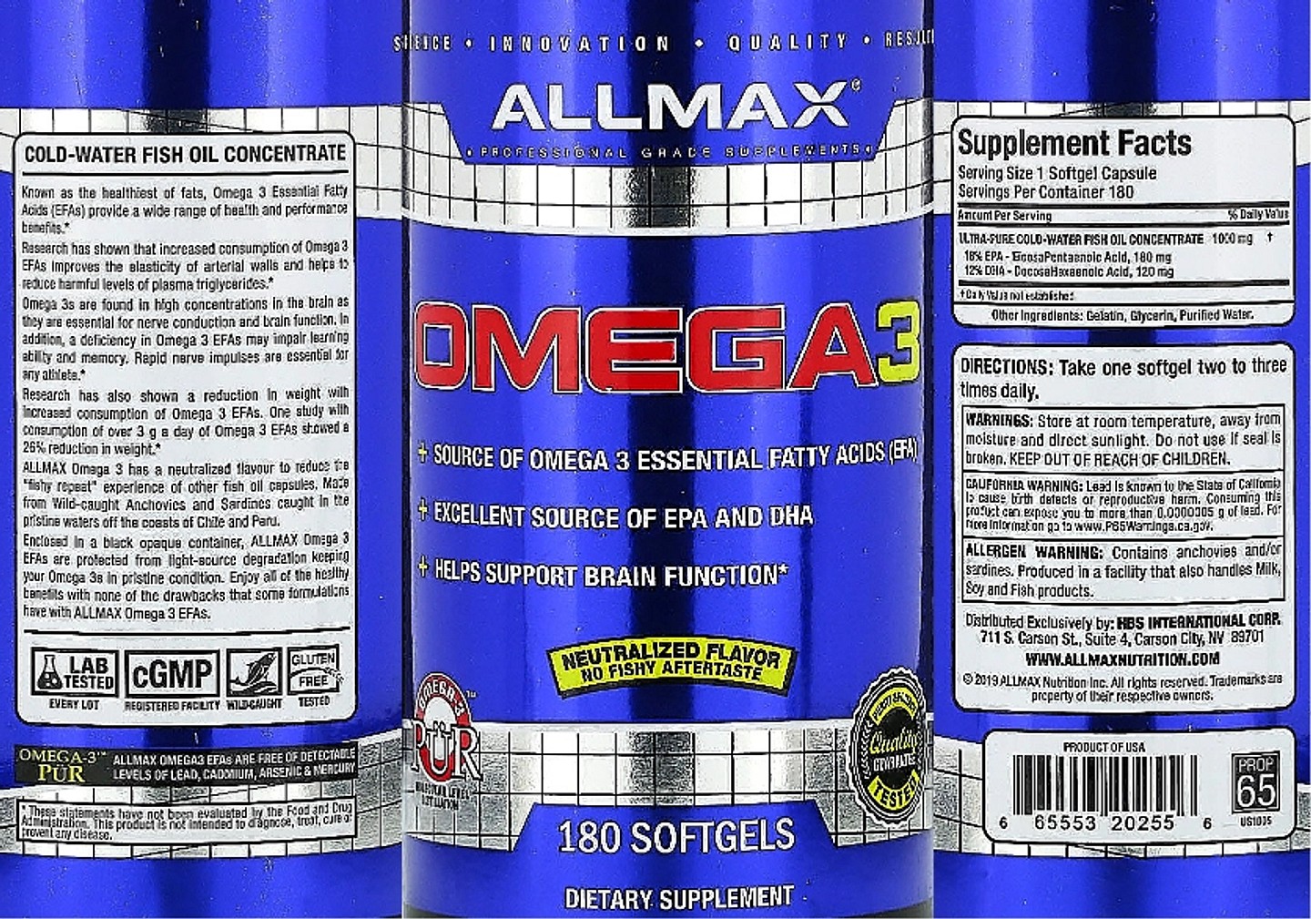 ALLMAX, Omega-3 label