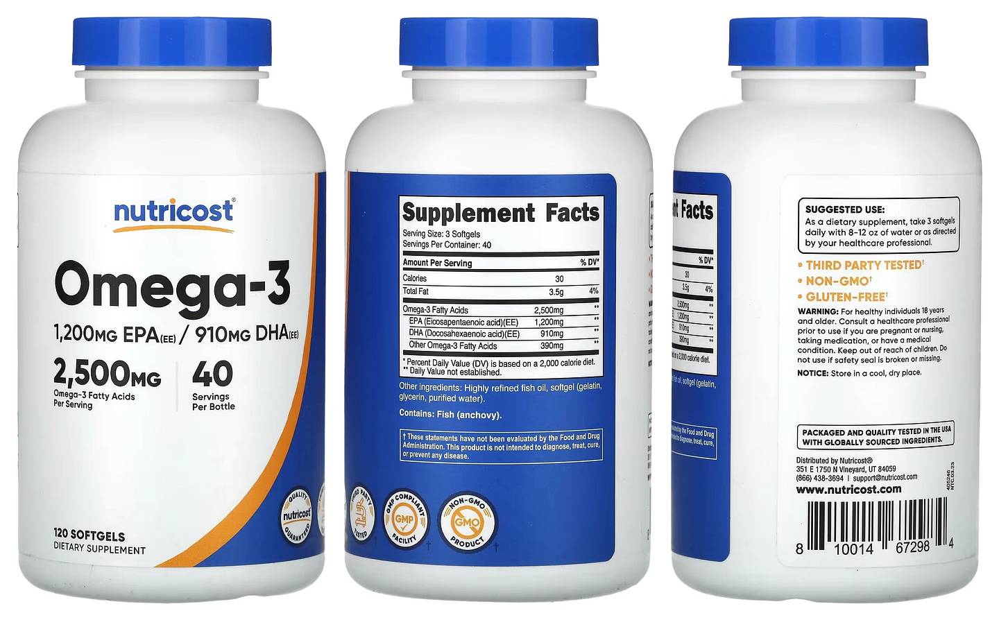 Nutricost, Omega-3 packaging