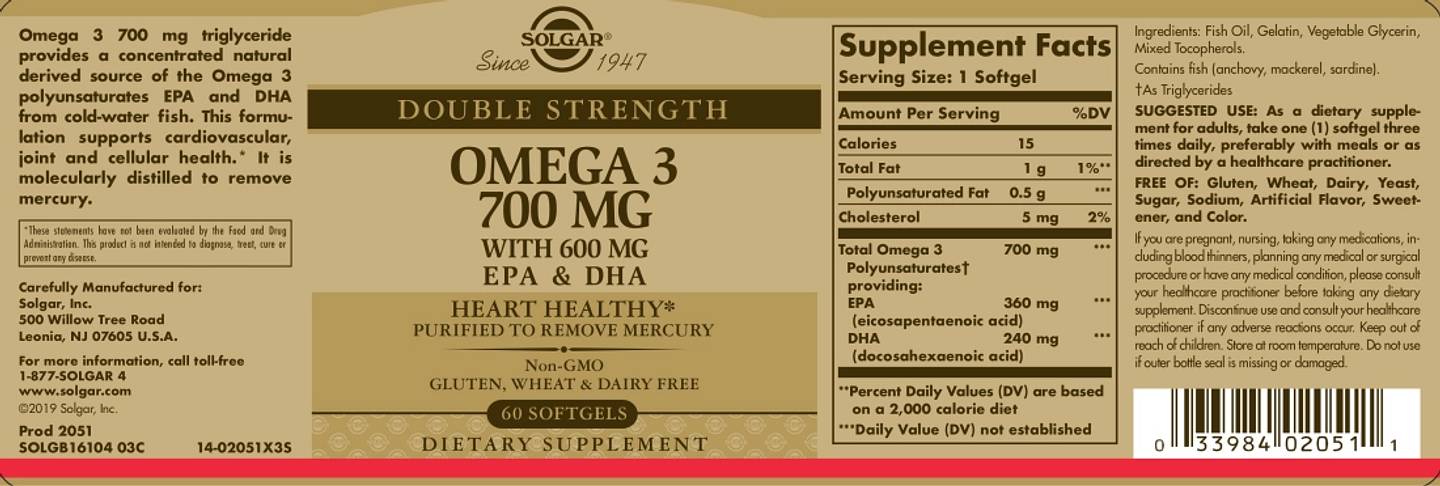 Solgar, Omega-3 label