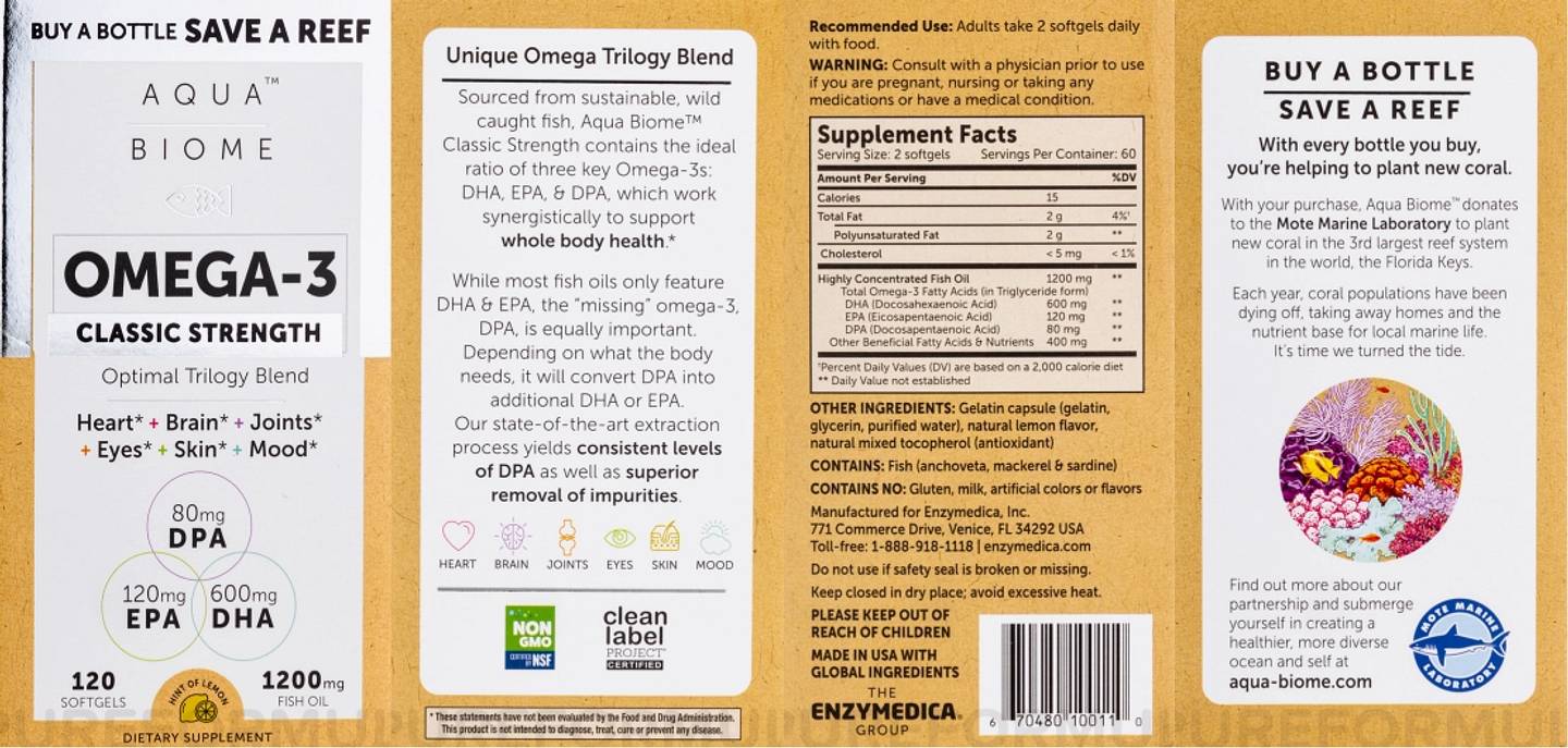 Enzymedica, Omega-3, Classic Strength, Lemon label