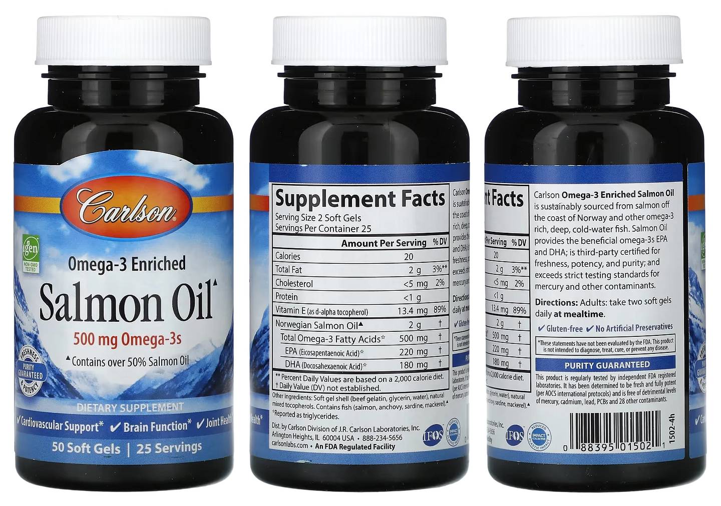 Carlson, Omega-3 Enriched Salmon Oil packaging