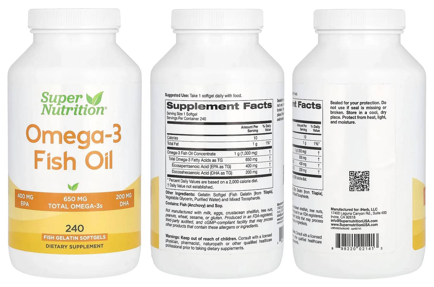 Super Nutrition, Omega-3 Fish Oil packaging