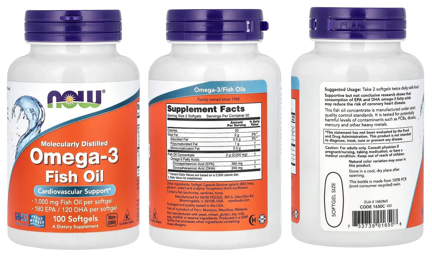 NOW Foods, Omega-3 Fish Oil packaging