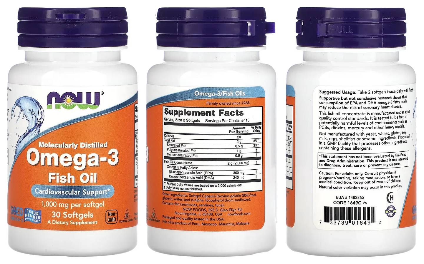 NOW Foods, Omega-3 Fish Oil packaging