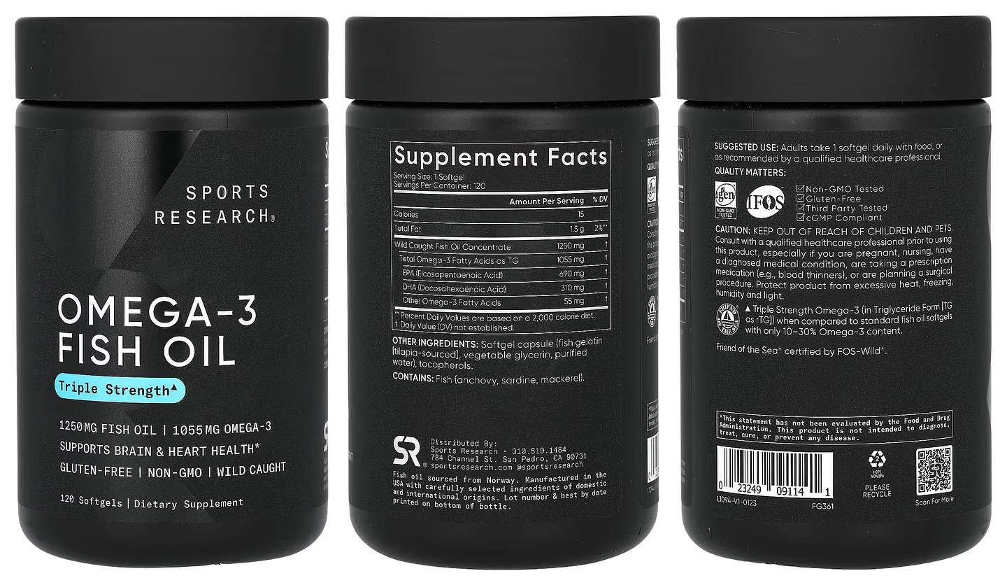 Sports Research, Omega-3 Fish Oil packaging