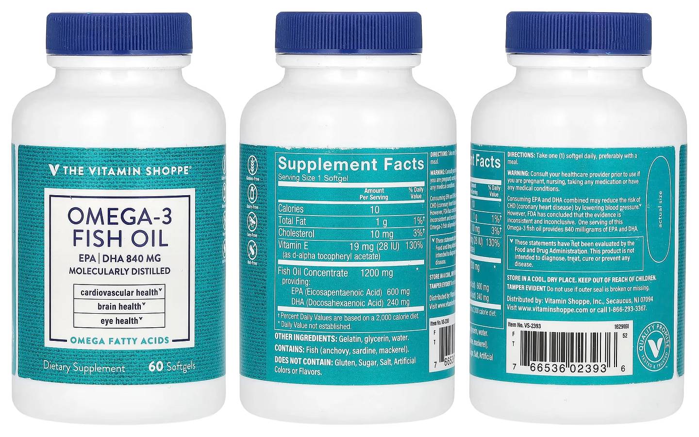 The Vitamin Shoppe, Omega-3 Fish Oil packaging