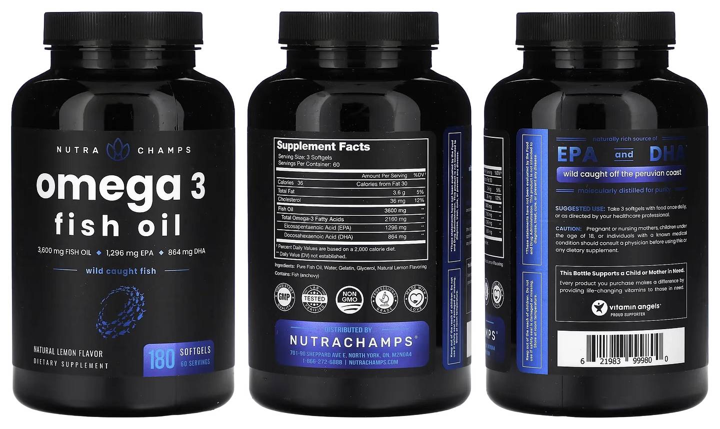 NutraChamps, Omega 3 Fish Oil packaging