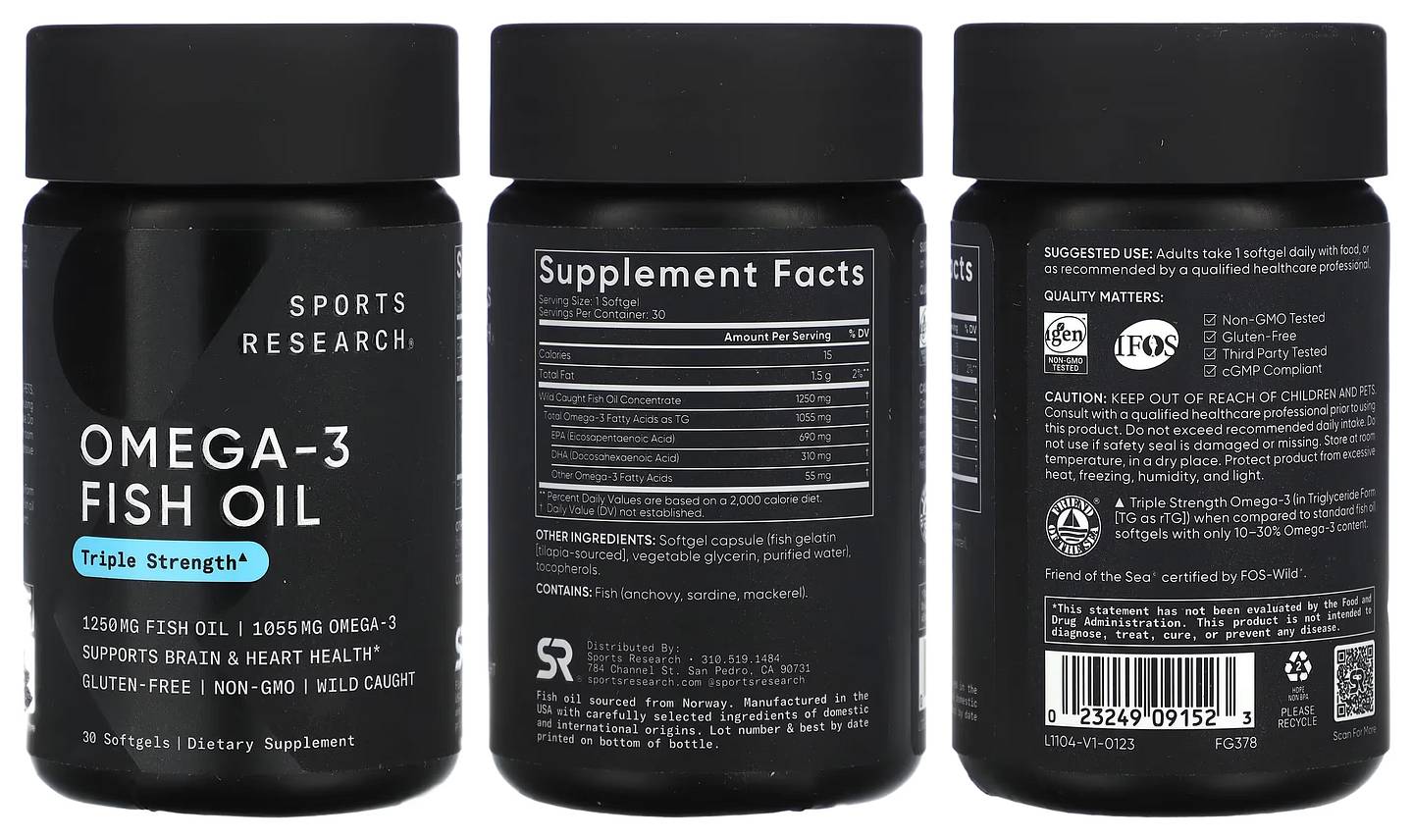 Sports Research, Omega-3 Fish Oil, Triple Strength packaging