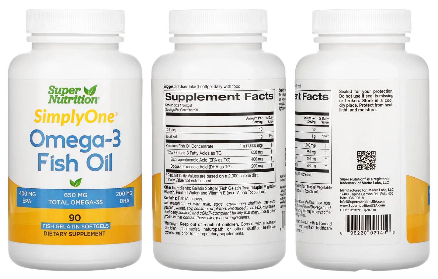 Super Nutrition, Omega-3 Fish Oils packaging