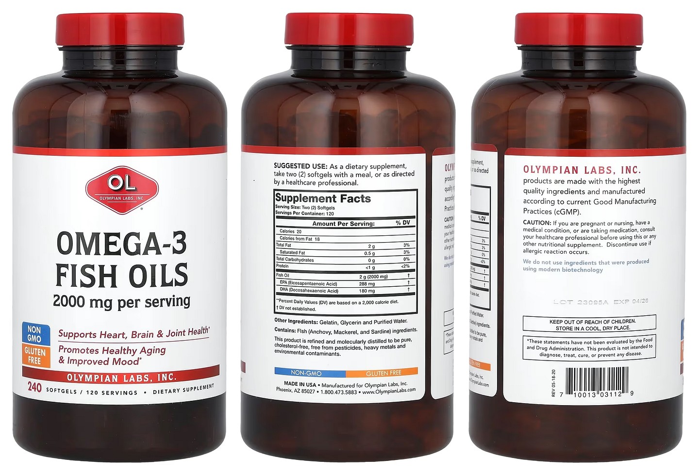 Olympian Labs, Omega-3 Fish Oils packaging