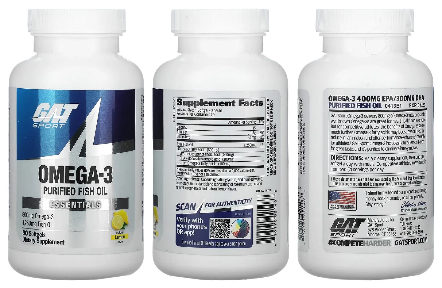 GAT, Omega-3, Lemon packaging