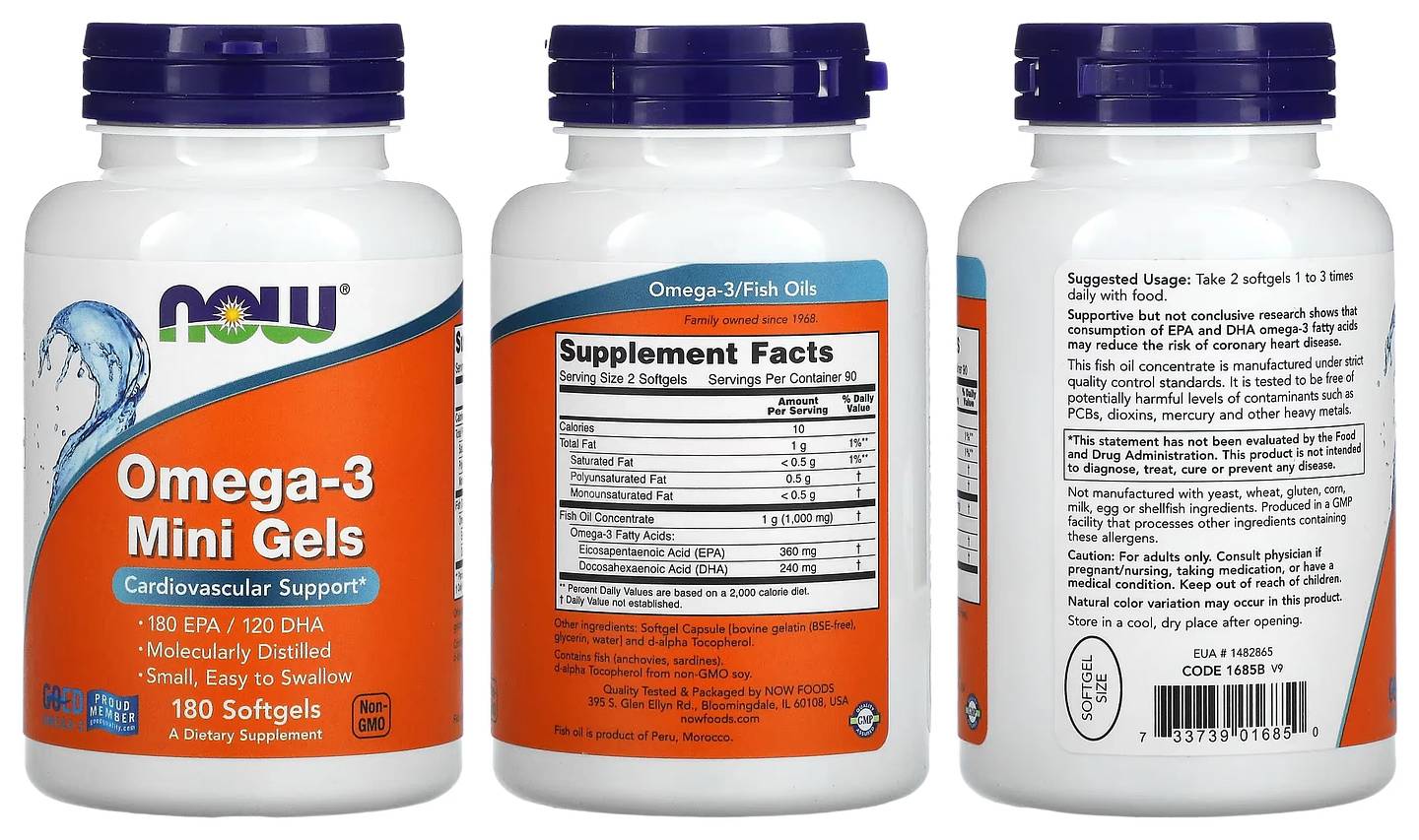 NOW Foods, Omega-3 Mini Gels packaging