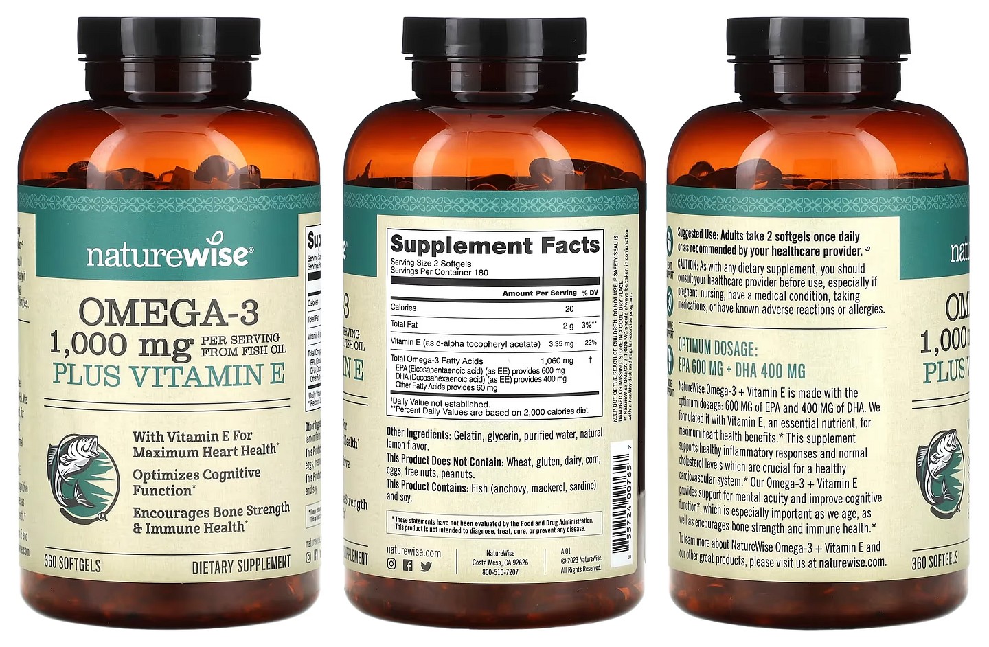 NatureWise, Omega-3 Plus Vitamin E packaging