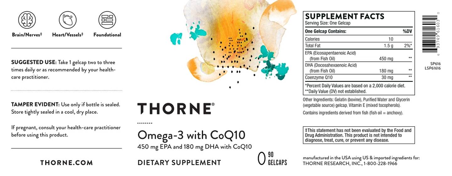 Thorne, Omega-3 with CoQ10 label