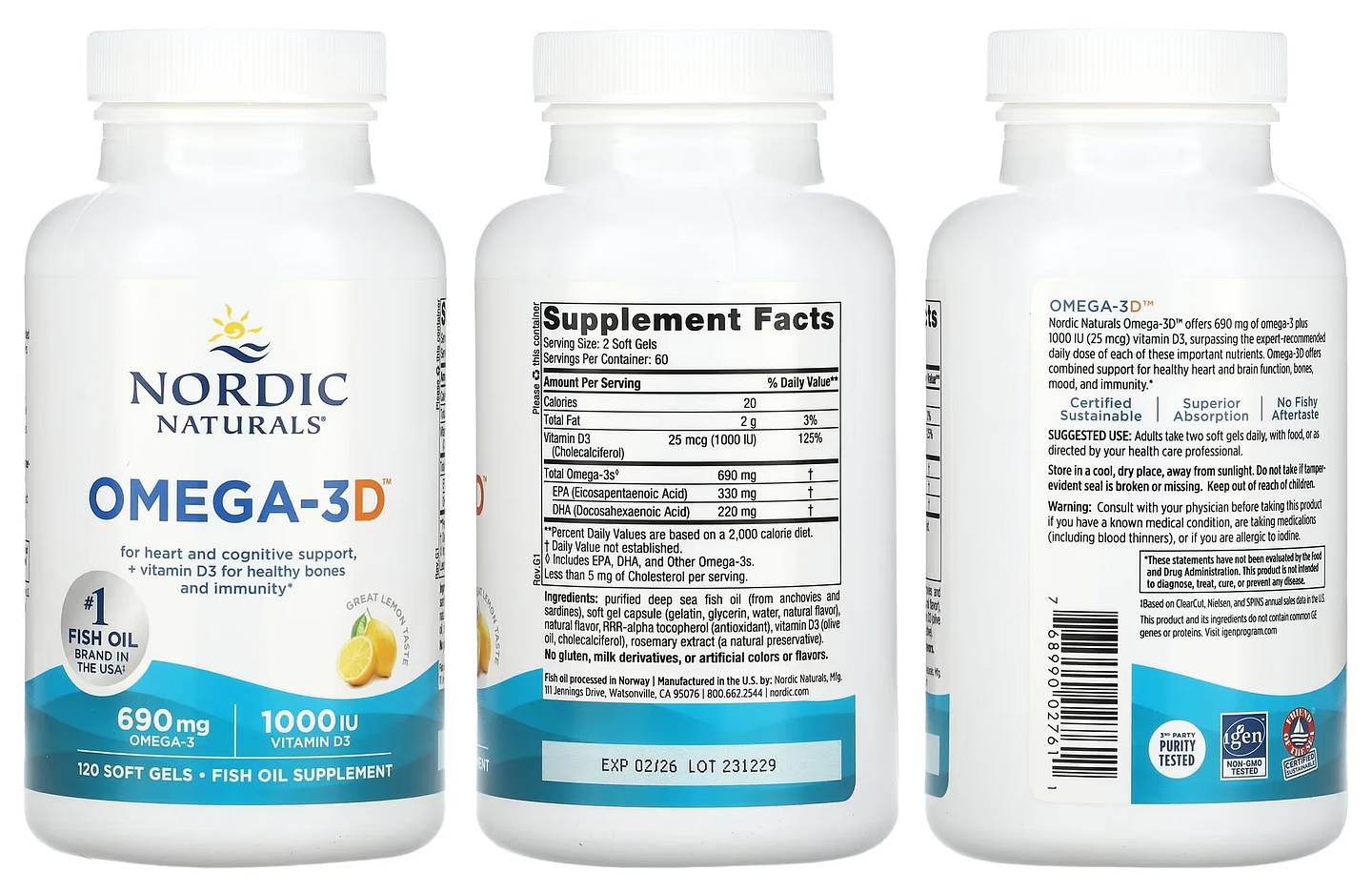 Nordic Naturals, Omega-3D packaging