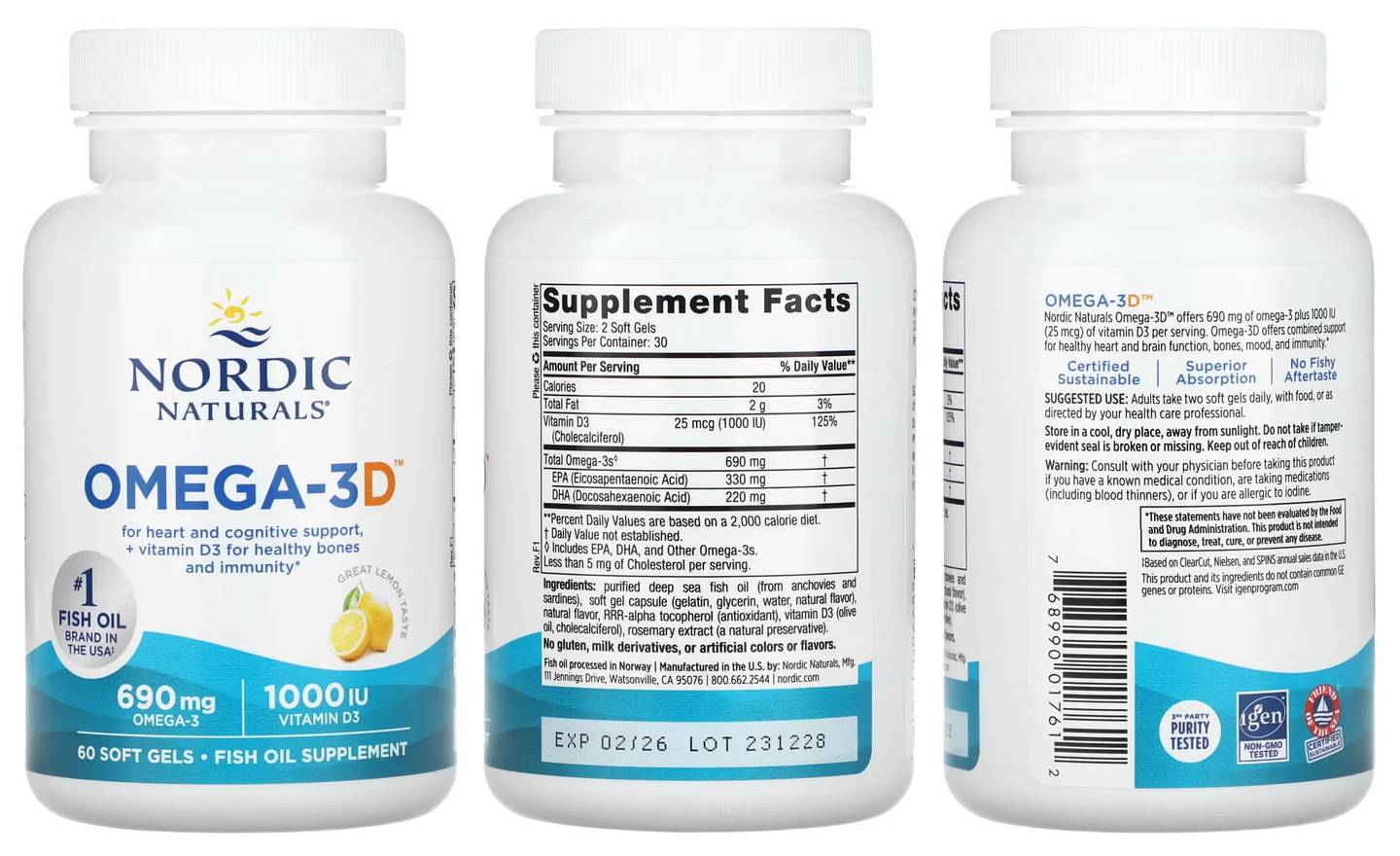 Nordic Naturals, Omega-3D packaging