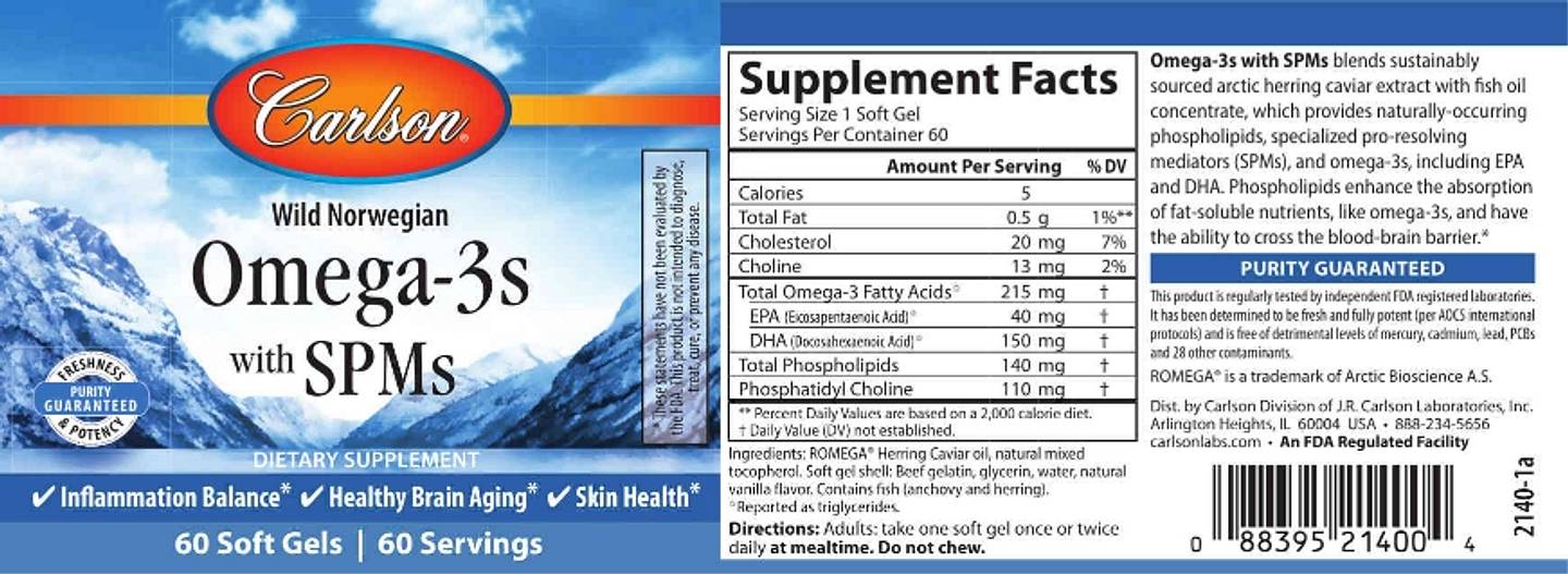 Carlson, Omega-3s with SPMs label