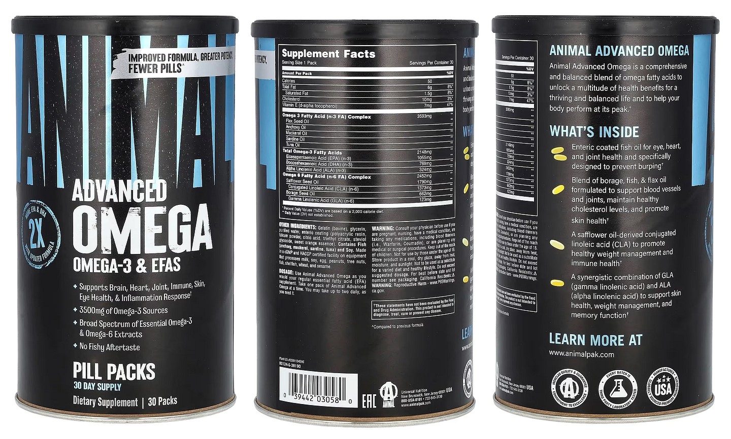 Animal, Omega, Comprehensive EFA Pack packaging
