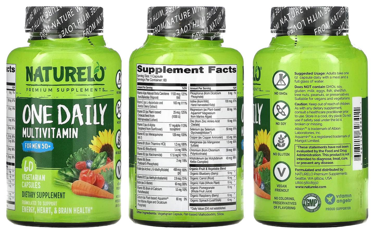 NATURELO, One Daily Multivitamin for Men 50+ packaging